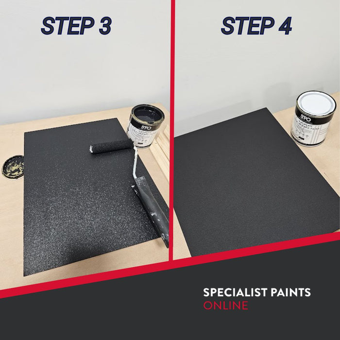 Step 3 and 4 of how to paint with SPO Magnetic Chalkboard Paint