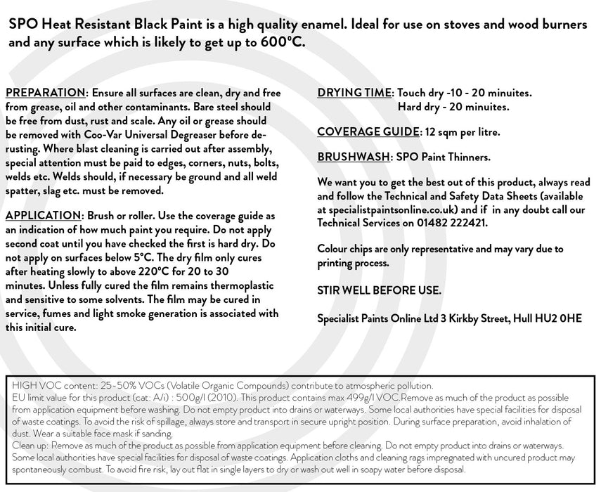 SPO Heat Resistant Black Paint Label Back