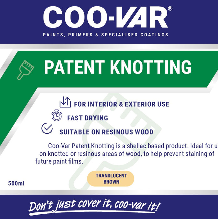 Coo-Var Patent Knotting Wood Knot Sealer Label Front