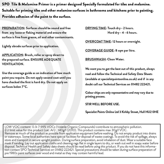 SPO Tile and Melamine Primer Label Back