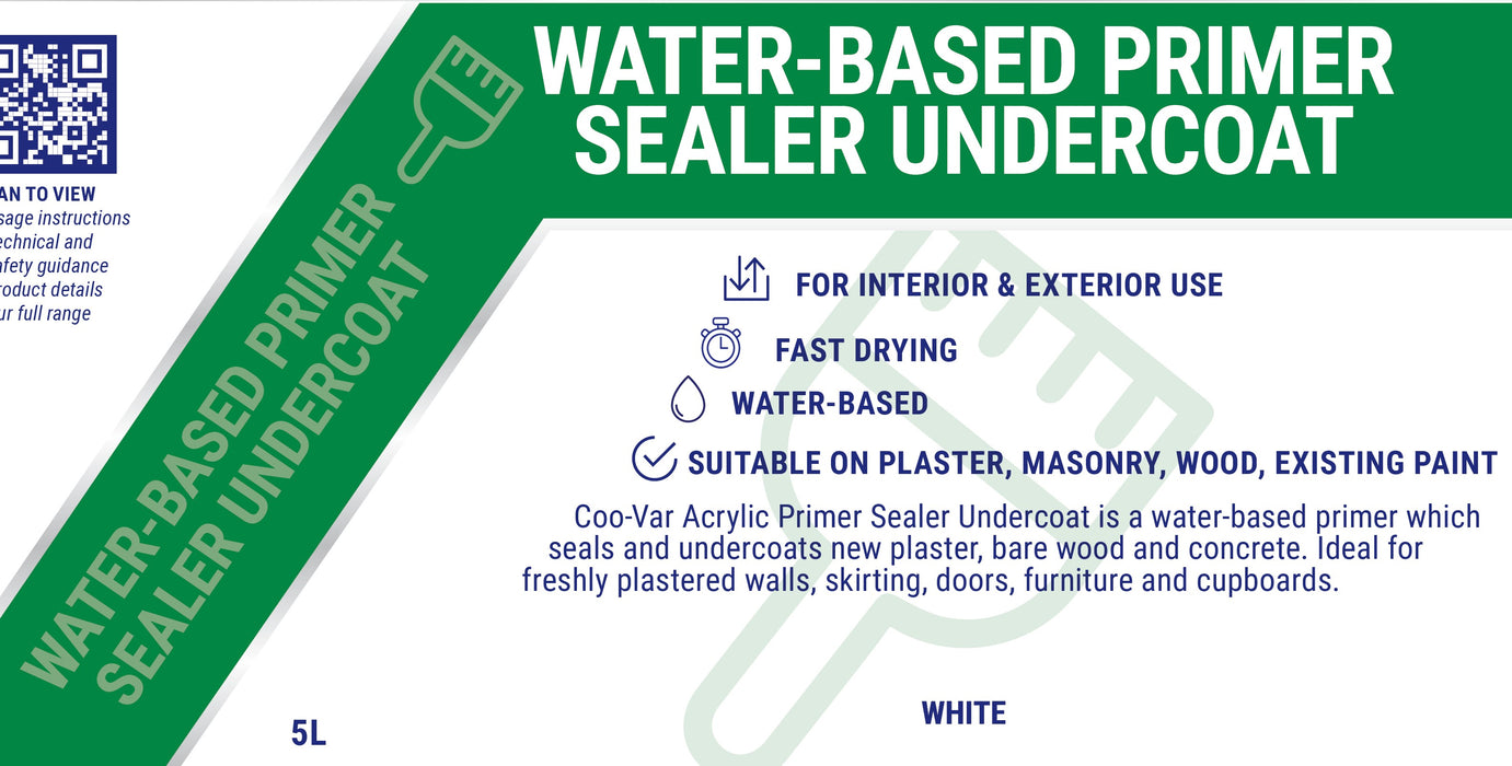 Coo-Var Water-Based Primer Sealer Undercoat Multi purpose Primer Label Front